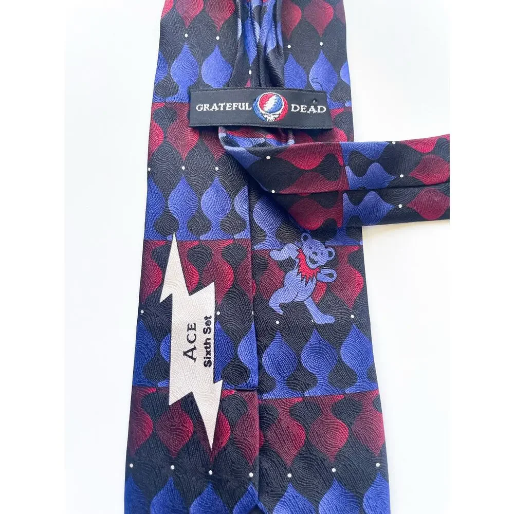 Men's Vintage Grateful Dead Ace Sixth Set Blue and Red Psychedelic Neck Tie